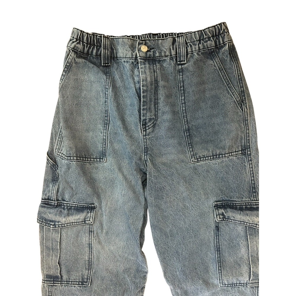 BlankNYC Cargo Denim Jeans Elasticized Waistband Woman SZ L - Picture 2 of 7